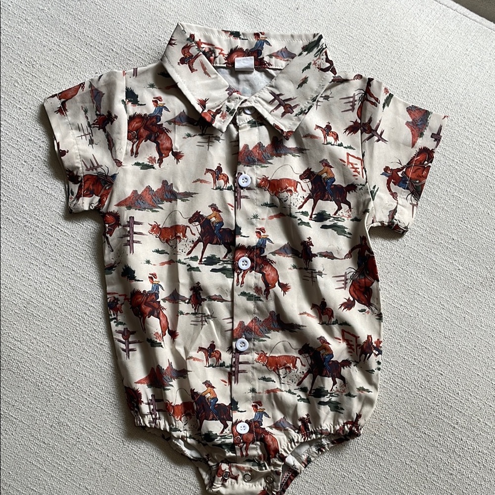 Cowboy Print Baby Romper